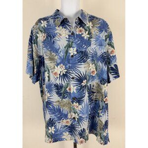 TOMMY BAHAMA Men's Blue/Multi Silk Short Sleeve Hawaiian Shirt Sz XXL